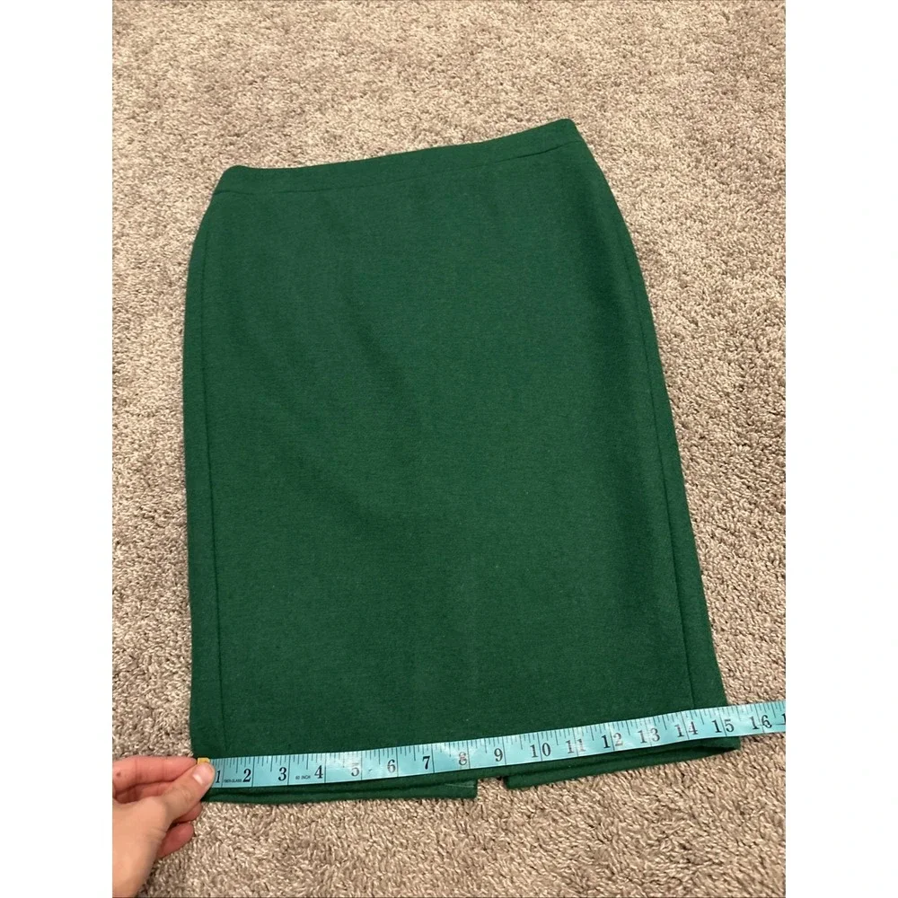 J. Crew Green Wool Blend Pencil Skirt AC276 Size 4 Casual Dress Work
